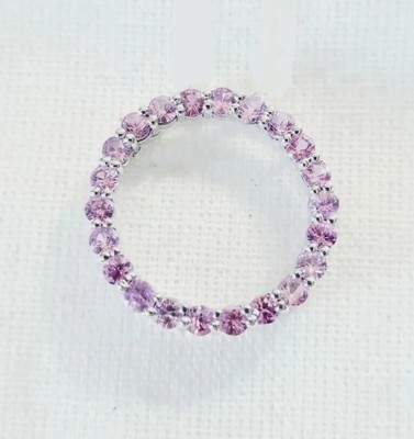 $450 Alwand Vahan 10k White Gold Pink lab created saphire circle of life pendant