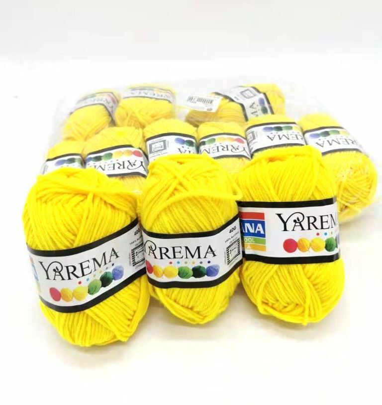 Set 12Pz Gomitoli Matassa Filato Lana Uncinetto Cucito Ricamo Giallo 40gr bal