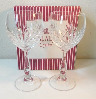 ROYAL ALBERT SET OF 2 RED WINE /WATER GLASSES RLA1 PAT. W/BOX (S) 6 3/4'' GERMANY