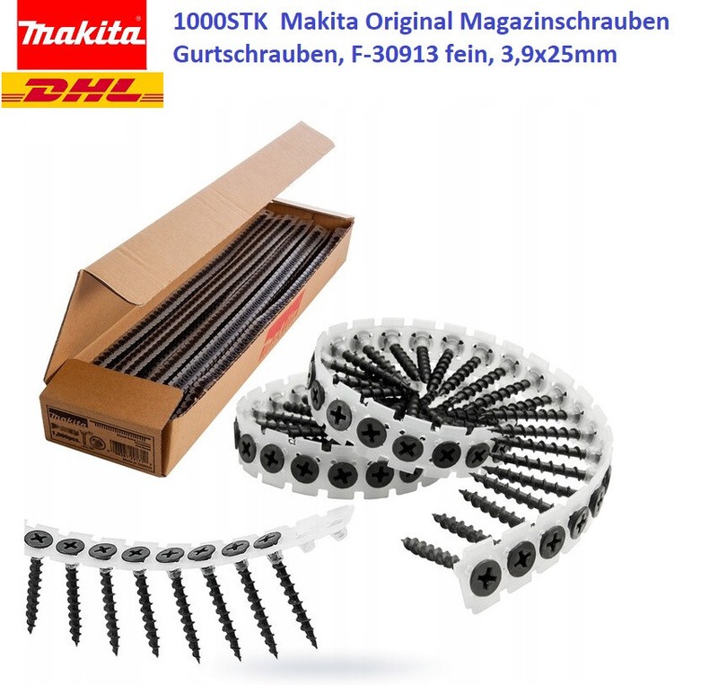 Makita Original Magazinschrauben Gurtschrauben, F-30913 Fein, 3,9x25mm 1000stk