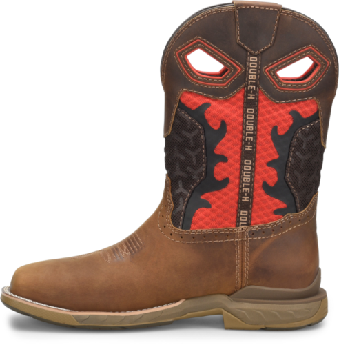 Pre-owned Double-h Boots Men's 11" Purge Composite Toe Waterproof Roper Work Boot Red/brow