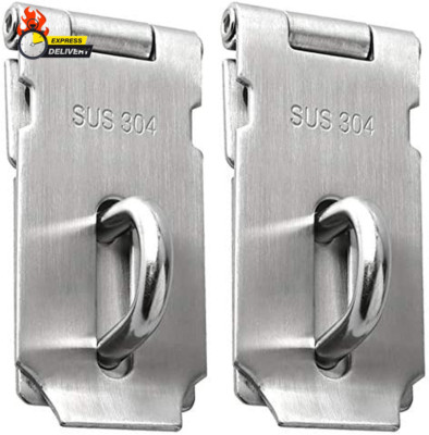 Hasp Lock,Door Hinge Lock Padlock,Black Clasp Latch Hinges Lock for Doors,3 Inch