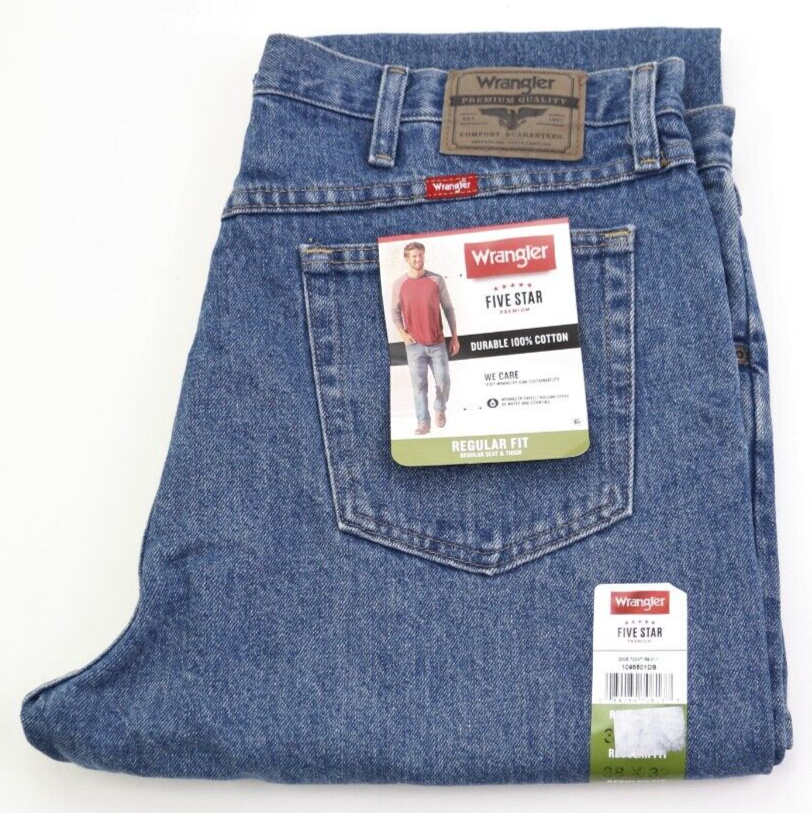 

Мужские джинсы Wrangler Five Star премиум-качества стандартного кроя, размер W38 L32, новые, Синий, Wrangler Five Star