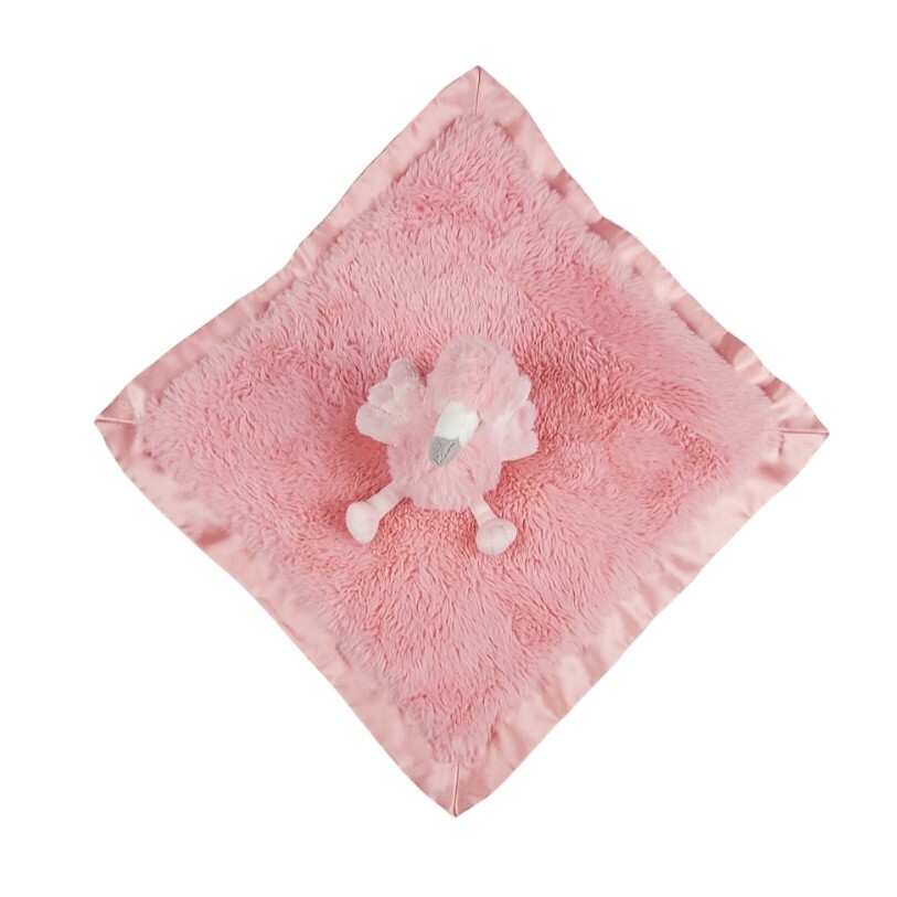 Pink Satin Trim Lovey Fluffy Furry Baby
