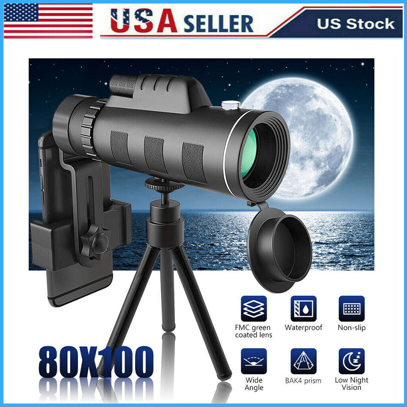 Day / Night Vision 80x100 Zoom HD Monocular Starscope Monocular Telescope BAK4