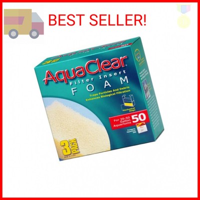 AquaClear 50 Foam Filter Inserts, Aquarium Filter Replacement Media, 3 Count (Pa