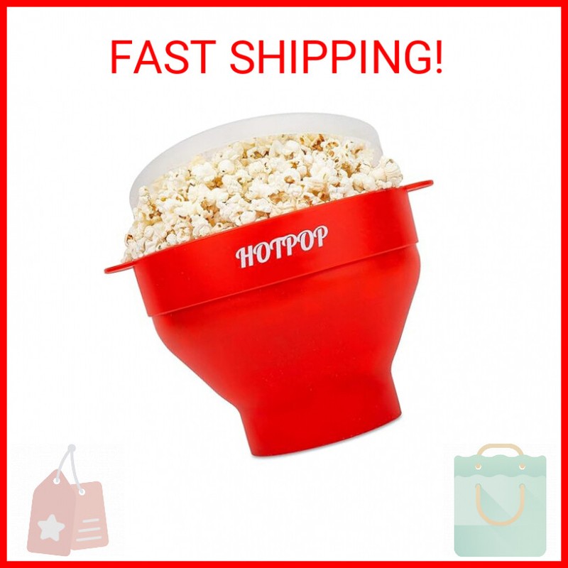 The Original Hotpop Microwave Popcorn Popper - Silicone Bowl, BPA-Free & Dishwas