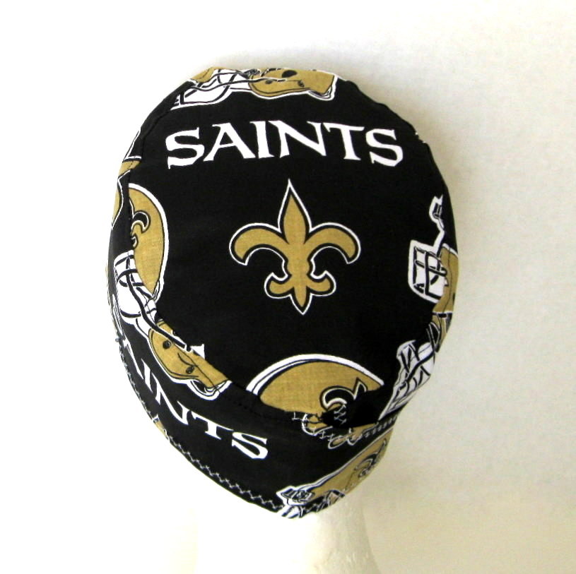 New Orleans Saints Mens Surgical Scrub Hat, Skull Cap, Chemo Hat One Size