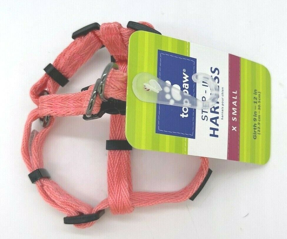 Top Paw Step In Dog Harness XSmall XS Coral 9" - 12" girth N