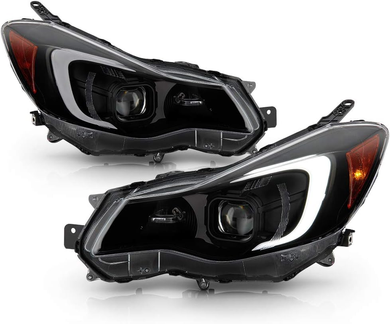 Black LED Headlights Headlamps for Halogen Model 2012-2015 Subaru Impreza