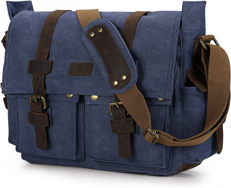 S-ZONE Vintage Camera Messenger Bag Leather Canvas DSLR Shou