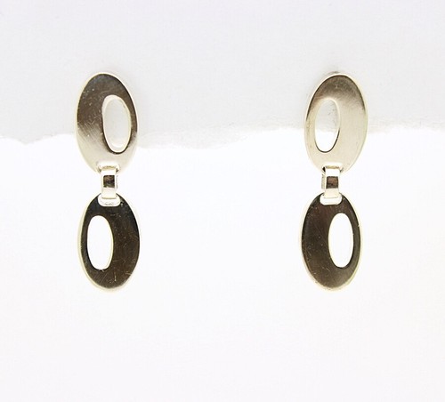 Sterling Silver Oval Drop Earrings