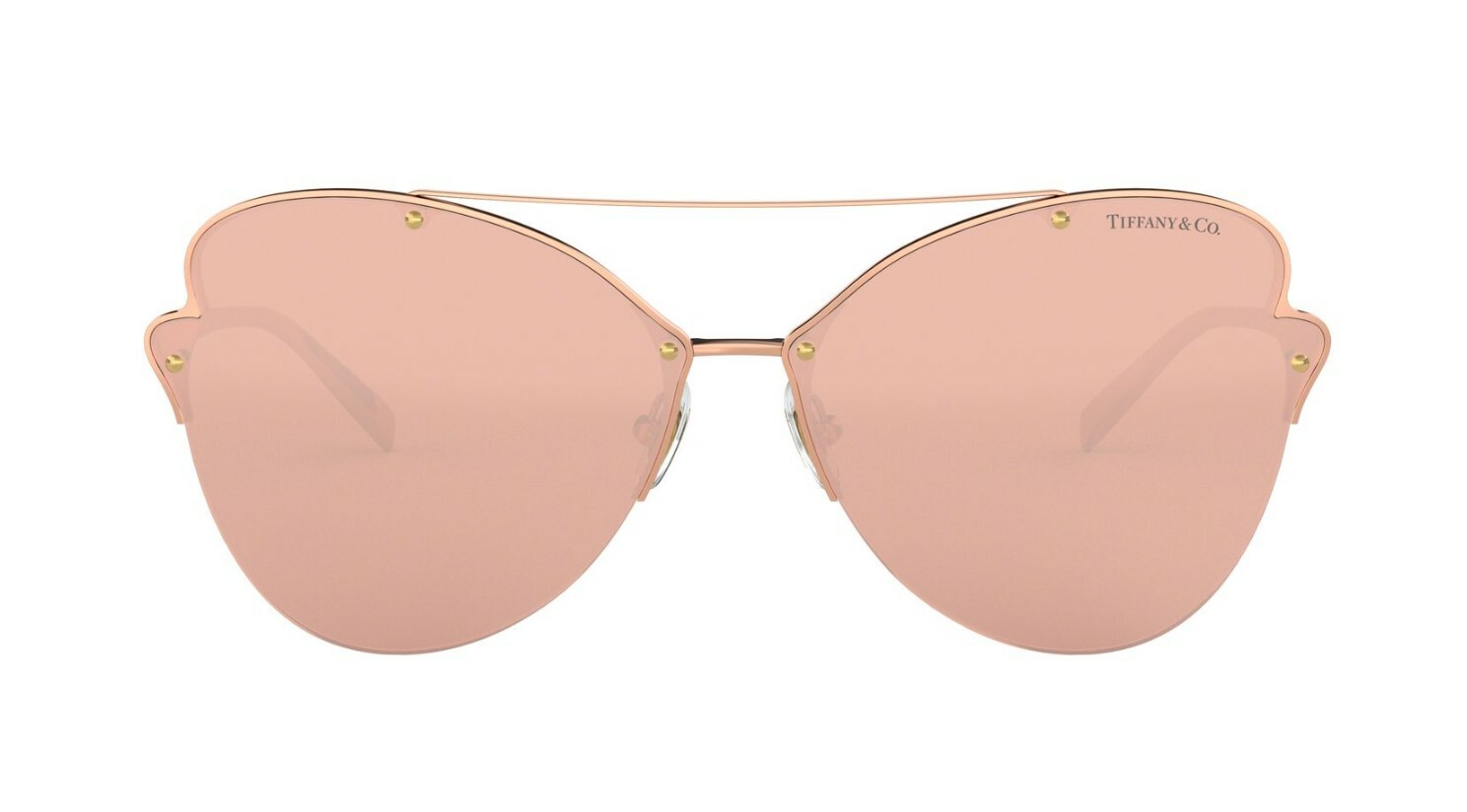 Pre-owned Tiffany & Co Tiffany Paper Flowers Tf 3063 Rose Gold/rose Gold Mirrored Sunglasses In Pink