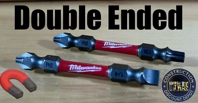 Milwaukee SHOCKWAVE 2 Impact Rated Double Ended Bits PH2 T25 SL10 NEW 2''