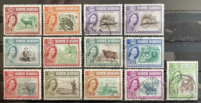 NORTH BORNEO 1961 - Partial SET 13 of 16 Stamps - Used / some Mint