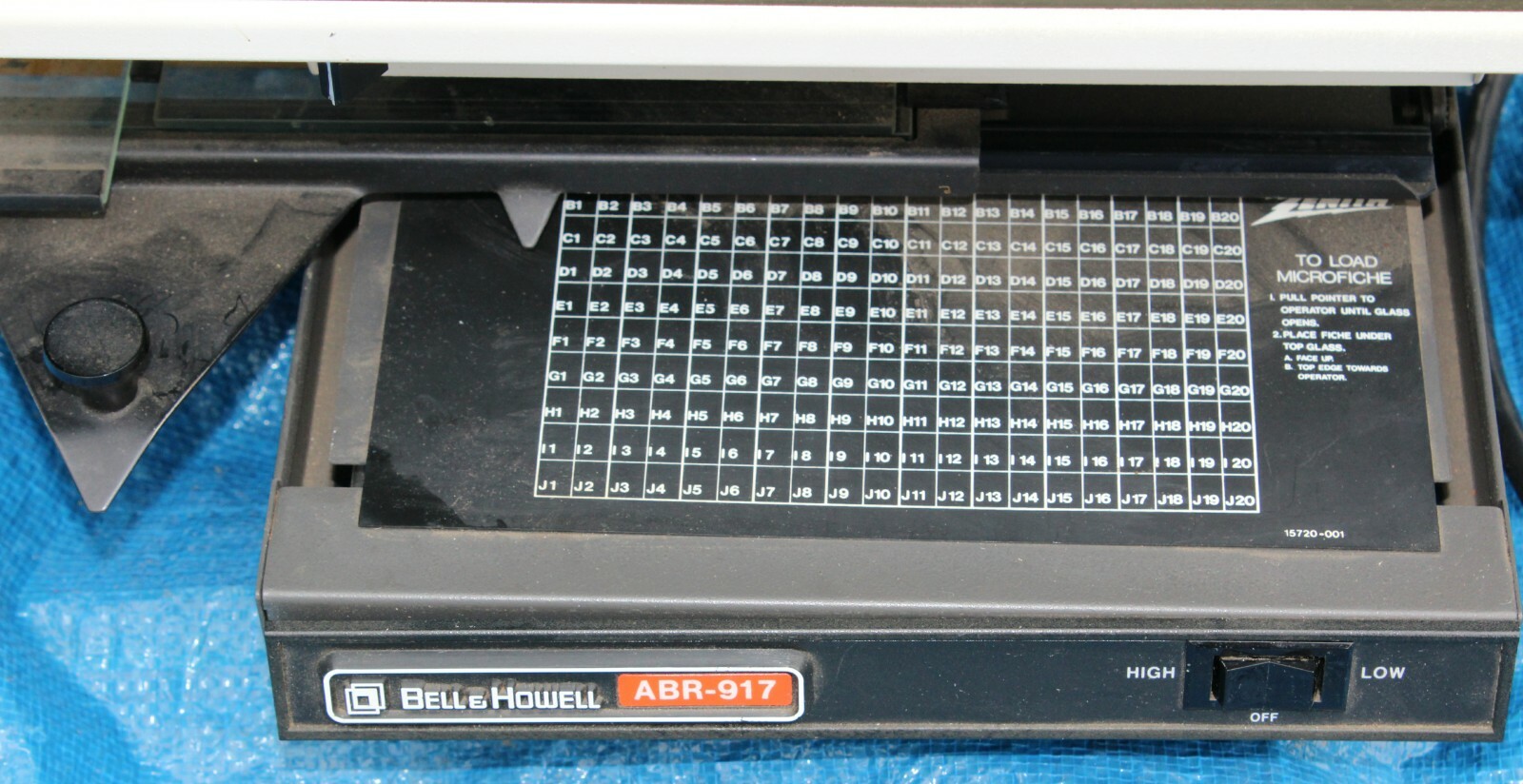 Bell and Howell Microfiche Microfilm Viewer ABR 917(WORKS)COVER & EXRA  LAMP