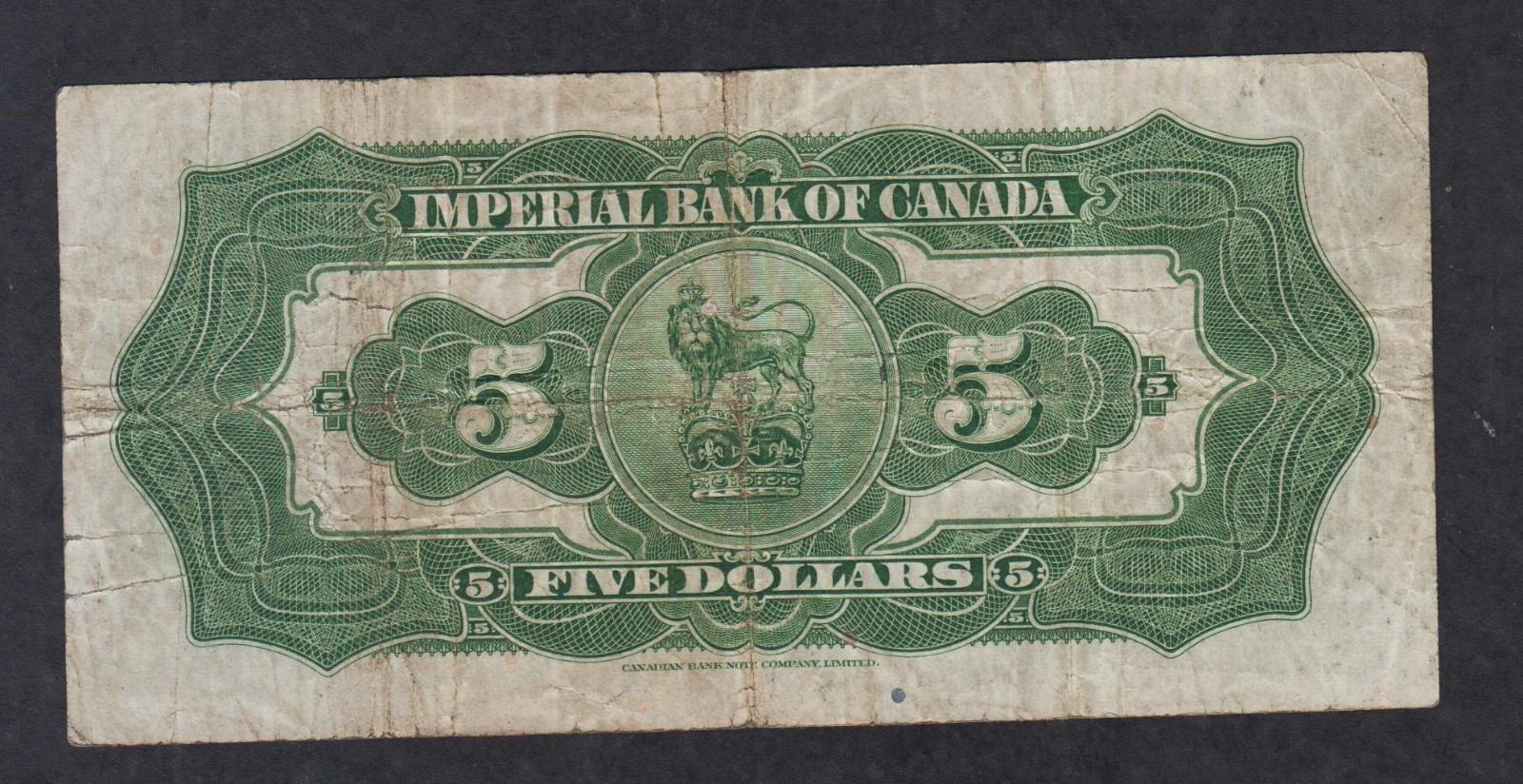1934 $5 IMPERIAL BANK OF CANADA CHARTERED BANKNOTE