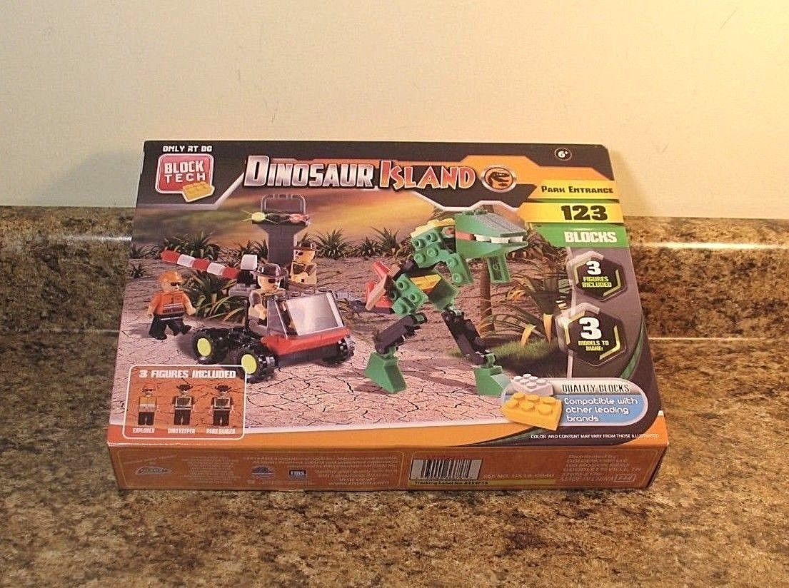 Block Tech Dinosaur Island Park Entrance Building Block Set 123 Blocks NEW