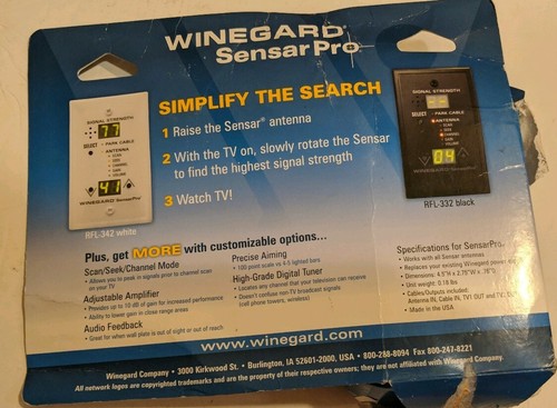 Winegard Rfl-342 Sensarpro White Tv Signal Strength Meter