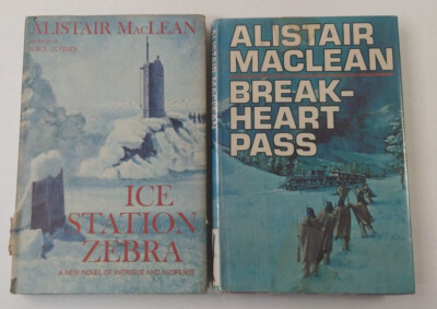Ice Station Zebra & Break-Heart Pass BOOK LOT by Alistair MacLean 1963 1974 HC