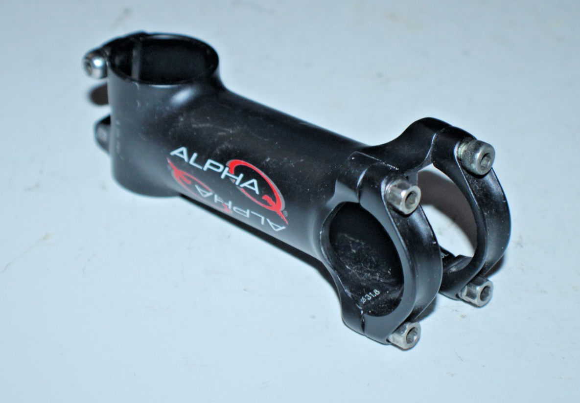 Alpha MTB Bike Stem 11/8" Threadless 100mm 7º Rise 31.8mm Black Road Gravel Cafe