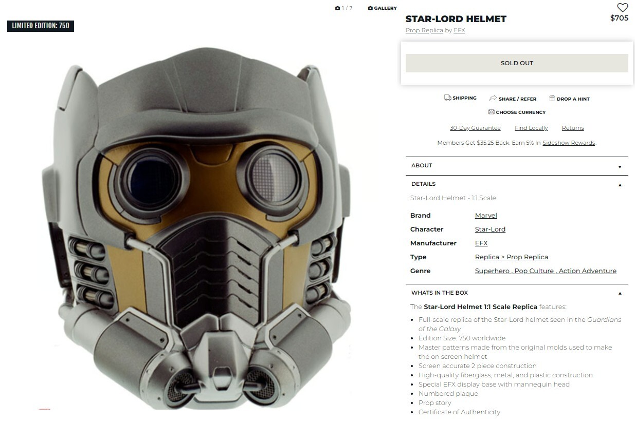 【美品】MARVEL LEGENDS STAR LORD ヘルメット 1/1 Marvel Legends Series Star-Lord Articulated Premium