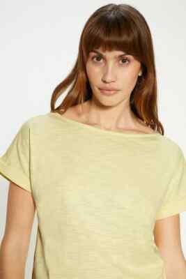 OASIS - Cotton Slub Roll Sleeve T-Shirt - Yellow - Size XL - BNWT