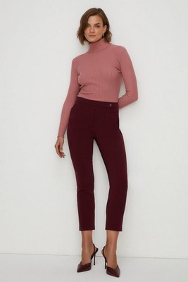 Oasis Sophia Burgundy Slim Leg Ankle Grazer Trousers BNWT UK Size 8 B42