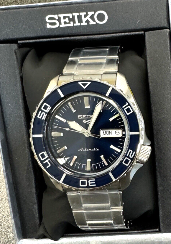 Pre-owned Seiko 5 Five Srpk97 Automatic Watch Made In Japan Blue Dial Sport Dive Watch
