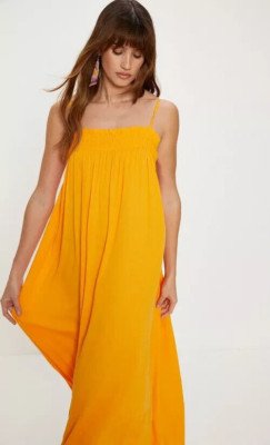 OASIS - Strappy Frill Crinkle Midi Dress - Orange - Size XL - BNWT - RRP £39.00