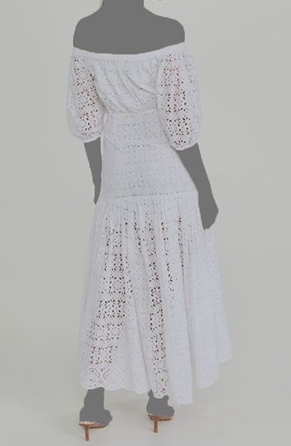 Pre-owned Veronica Beard $748  Womens White Cali Off The Shoulder Cotton Dress Size 0