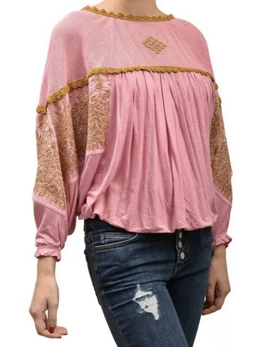Топ XS с рукавами «летучая мышь» Rare Free People Carly с вышивкой и вырезом 128 долларов США