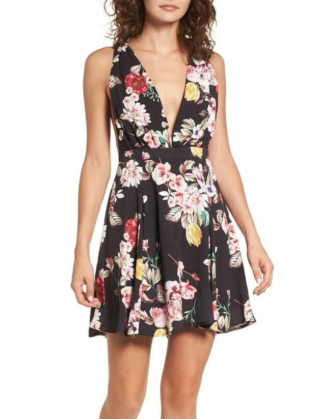 AFRM 156278 Women's Stevie Floral Fit & Flare Minidress Primrose Noir Sz. XS