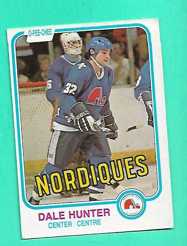 (1) DALE HUNTER 1981-82 O-PEE-CHEE # 277 NORDIQUES ROOKIE EX/EX+ CARD (W5627) . rookie card picture