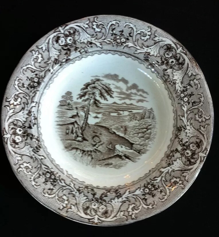 Antique Historical Scene Transferware Victorian Bartlett Rideau Canal Bowl