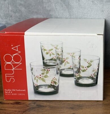 Studio Nova Holly Berry Green Double Old Fashions SET OF FOUR NEW IN BOX