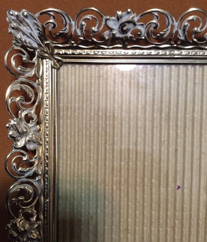 Vtg Ornate Metal Picture Frame 8x10 Hollywood Regency Openwork Filigree Frame