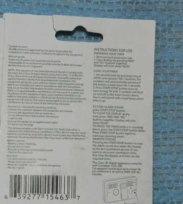 New 4 Cooking Concepts Brand All Purpose Electronic Timers Minutes and Seconds