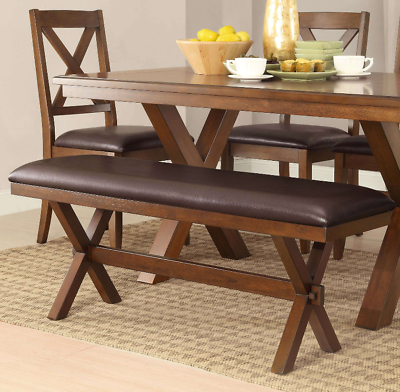 Dining Bench Padded Seat Faux Leather Modern Kitchen Entryway