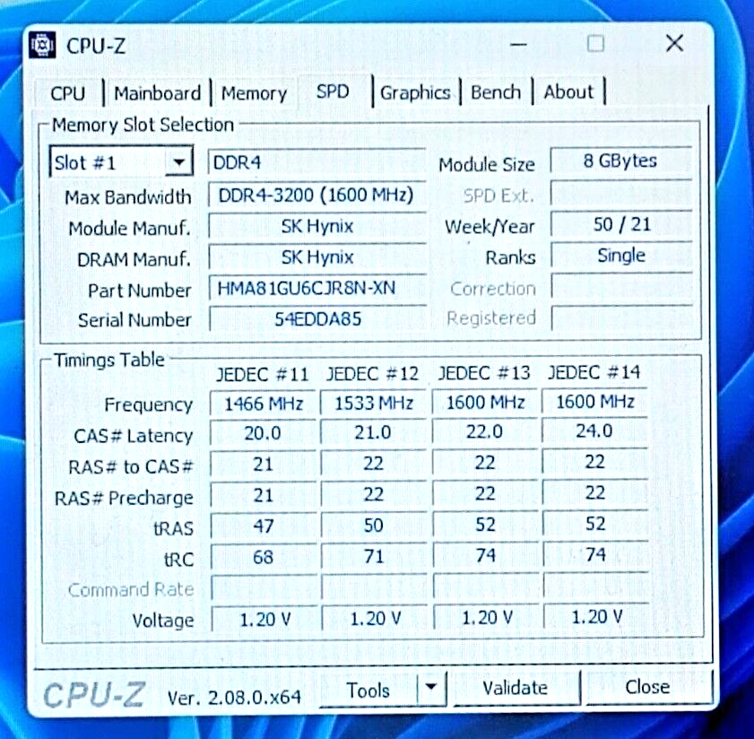 HMA81GU6CJR8N-XN SK hynix 8GB DDR4 3200MHz 1Rx8 PC4-3200AA