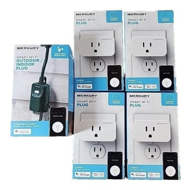Merkury Innovations Lot Of 5 Smart Wi-fi Outlet Plug App Voice Google Assistant