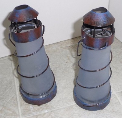 Lighthouse Candle Holders  Unique Home Patio Deck Decor Outdoor Lighting