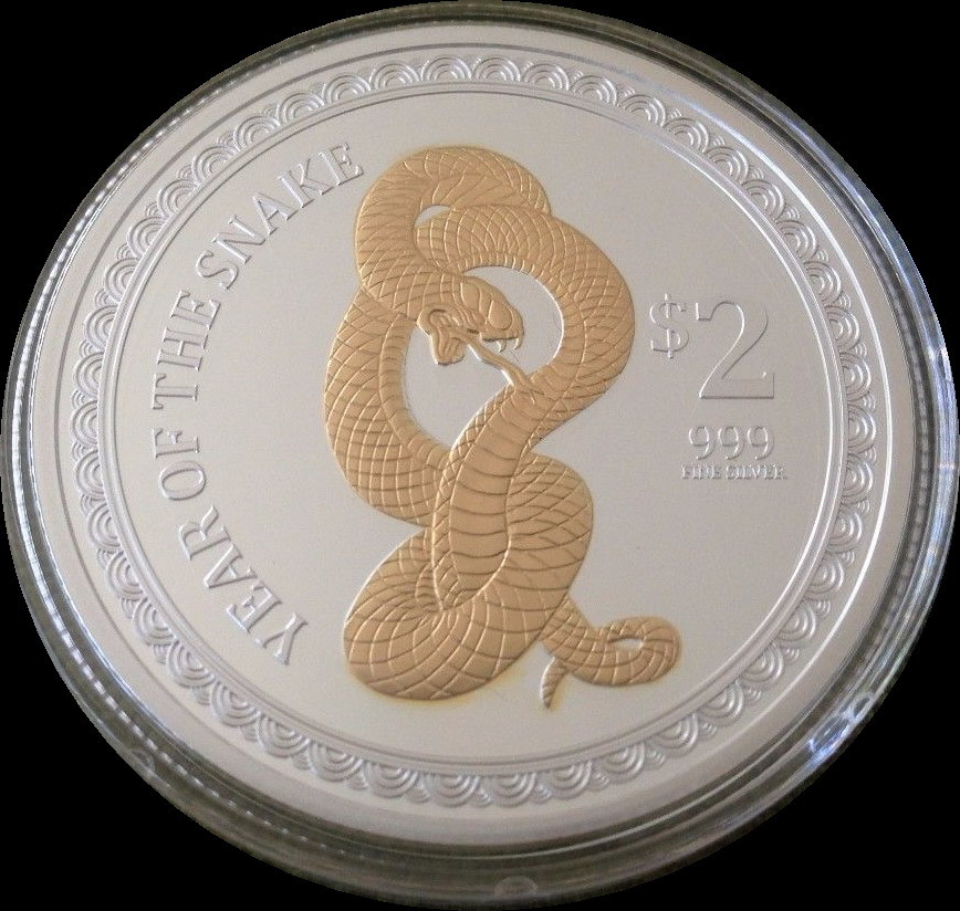 Gilded Snake 2013 1 oz Proof Silver Lunar Coin: New Zealand