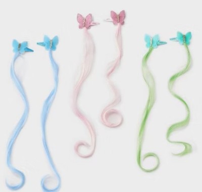 Cat & Jack Girls Butterfly Hair Clip Set 6pk Solid Pattern All Hair Types