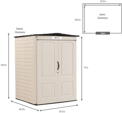Rubbermaid 4 x 4 x 4 x 8 Heavy Duty Double-Wall Vertical Resin Storage Shed