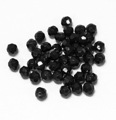 Black Opaque 8mm Round Faceted Beads 500pc Made in USA Jolly Store crafts