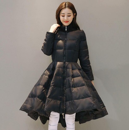[ ]★Inquilting heavy Padding down coat★韓国人気 Korean Women A-Line Princess Swing Coat Cotton Down Thick