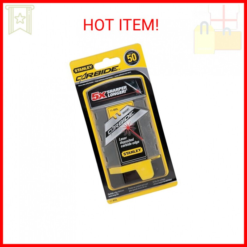 STANLEY Utility Knife Blades, Carbide, 50-Pack Dispenser (11-800L)