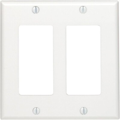 5 pcs Leviton 80409-W Decora GFCI 2-Gang Wallplate Faceplate Thermoset, White