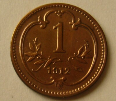 1912 AUSTRIA 1 HELLER COIN Au